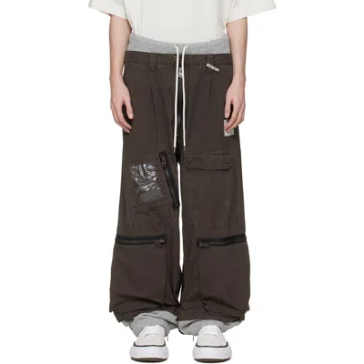 Miharayasuhiro Brown Sweat Pants Combined Flight Cargo Pants