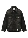 Miharayasuhiro Button-fastening Padded Denim Jacket In Black