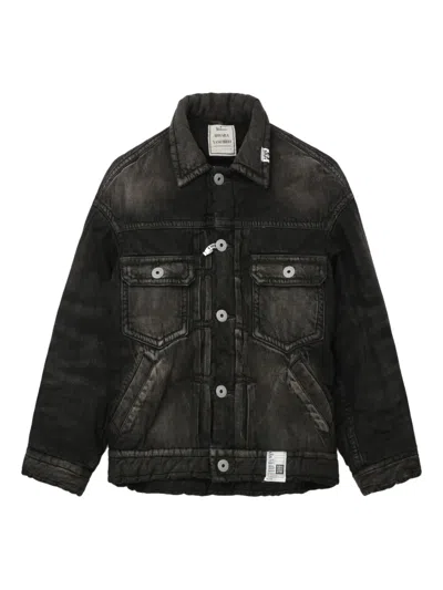 Miharayasuhiro Button-fastening Padded Denim Jacket In Black