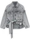 Miharayasuhiro Cache-coeur Belted Denim Jacket In 灰色