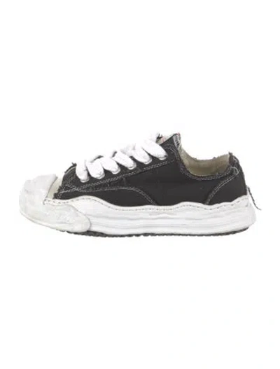 Pre-owned Miharayasuhiro Canvas Colorblock Pattern Sneakers In Black