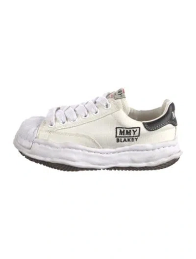Pre-owned Miharayasuhiro Canvas Colorblock Pattern Sneakers In White