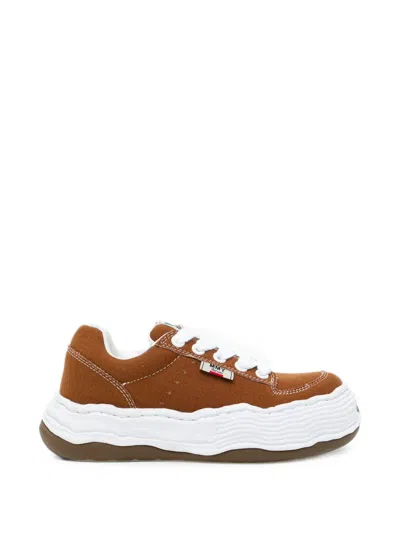 Miharayasuhiro Canvas Panelled Sneakers In Brown