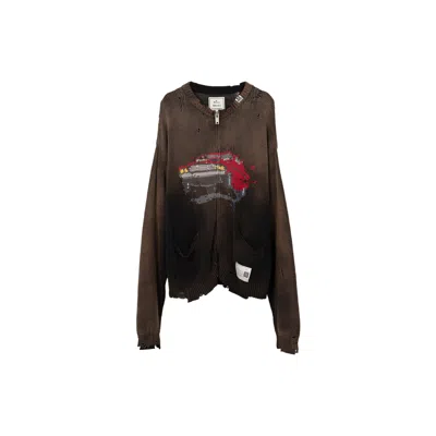 MIHARAYASUHIRO CAR JACQUARD KNIT CARDIGAN
