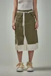 Miharayasuhiro Distressed Cotton Cargo Skirt In Green