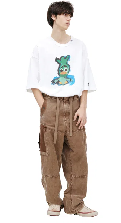 Miharayasuhiro Cargo Trousers With A Ripped Pocket In White