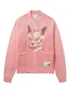 Miharayasuhiro Cat-face Distressed-knit Cardigan In Pink