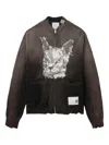 Miharayasuhiro Cat-face Distressed Zip-up Cardigan In Brown