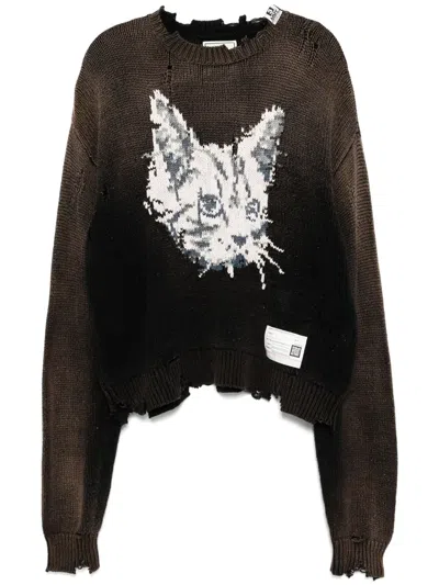 Miharayasuhiro Cat-jacquard Jumper In Brown