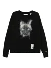 Miharayasuhiro Cat-print Cotton Sweatshirt In Black