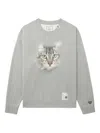 Miharayasuhiro Cat-print Crew-neck Sweatshirt In Gray