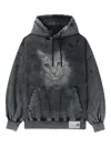 Miharayasuhiro Cat-print Distressed Hoodie In Blue