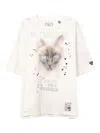 Miharayasuhiro Cat-print Distressed T-shirt In White