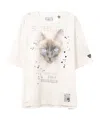 Miharayasuhiro Cat-print Distressed T-shirt In White