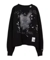 Miharayasuhiro Black Cat Printed Embellished Distressed Sweatshirt In Black