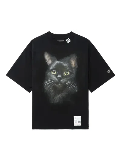 Miharayasuhiro Cat-print T-shirt In Black