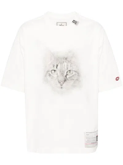 Miharayasuhiro Cat-print T-shirt In White