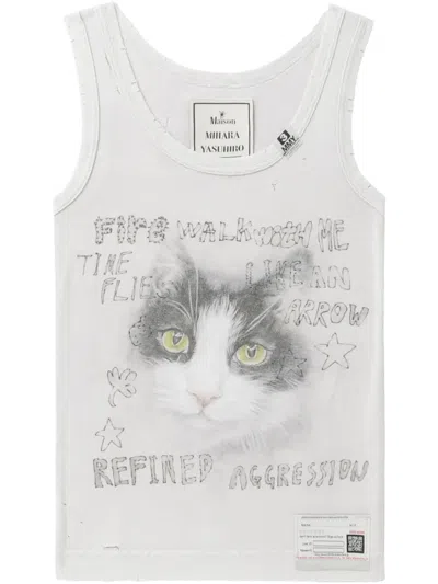 Miharayasuhiro Cat-print Tank Top In Pink