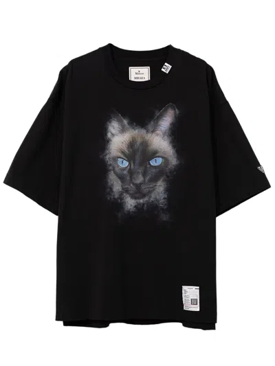 Miharayasuhiro Cat Printed Tee In Black