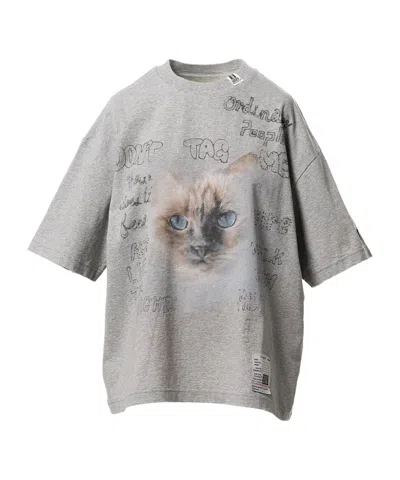 Miharayasuhiro Cat Printed T-shirt In Gray