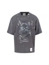 Miharayasuhiro Cat Printed Embellished Distressed T-shirt In Black