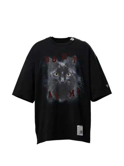 Miharayasuhiro Cat-printed T-shirt In Black