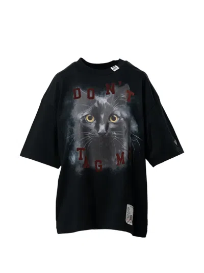 Miharayasuhiro Cat-printed T-shirt In Black
