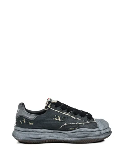 Miharayasuhiro Charles Og Sole Ripped-canvas Sneaker In Black