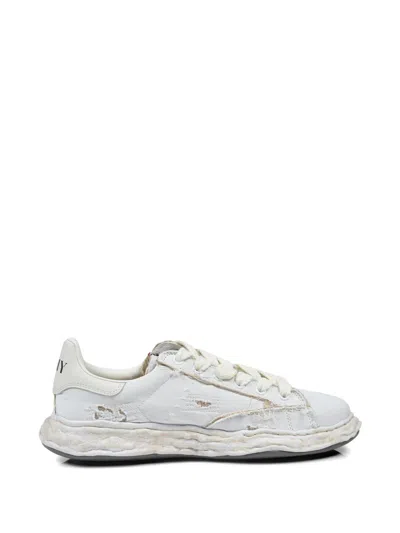 Miharayasuhiro Charles Og Sole Ripped-canvas Sneakers In White