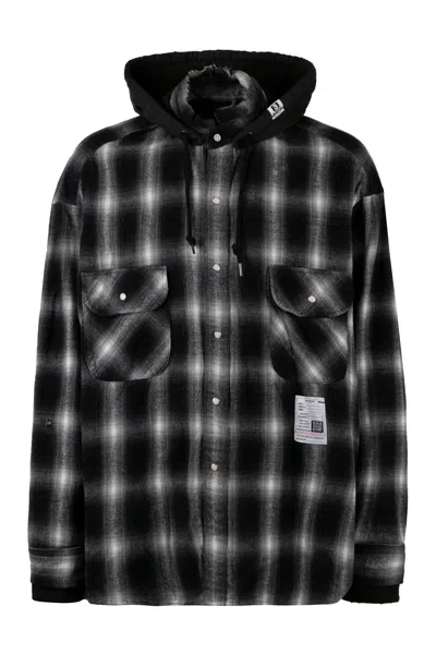 Miharayasuhiro Check Print Cotton Shirt In Black