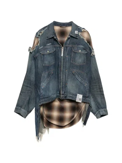 Miharayasuhiro Check Shirt Layered Jacket In Blue