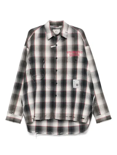 Miharayasuhiro Maison Mihara Yasuhiro Grey Checked Shirt With Distressed Finish In Multicolor