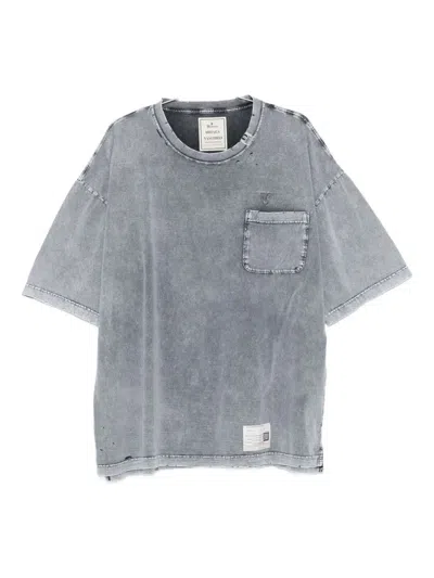 Miharayasuhiro Chest-pocket Bleached T-shirt In Gray