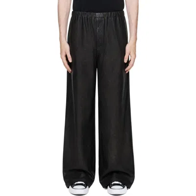 Miharayasuhiro Coated Wide-leg Faux Leather Trousers In Black