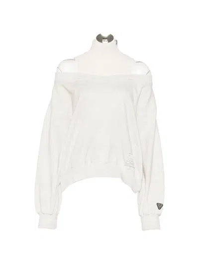 Miharayasuhiro Cold-shoulder Layered-effect Sweater In Gray