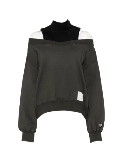 Miharayasuhiro Cold-shoulder Panelled Sweater In Gray