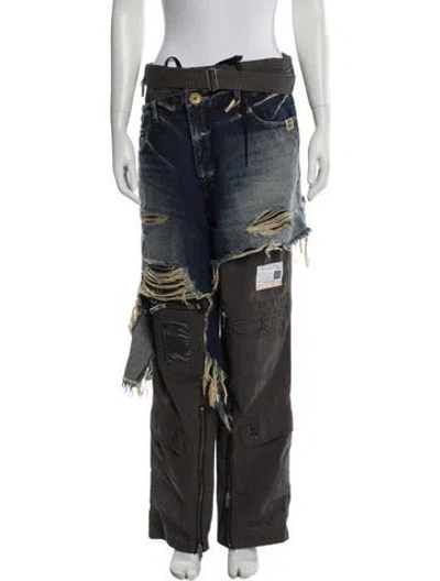 Pre-owned Miharayasuhiro Colorblock Pattern Wide Leg Pants In Gray
