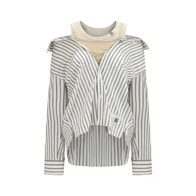 Miharayasuhiro Cotton Pattern Women's Shirt In Gray