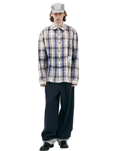 Miharayasuhiro Cotton Plaid Shirt In Blue