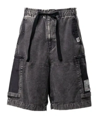 Miharayasuhiro Cotton Satin Cargo Shorts In Black