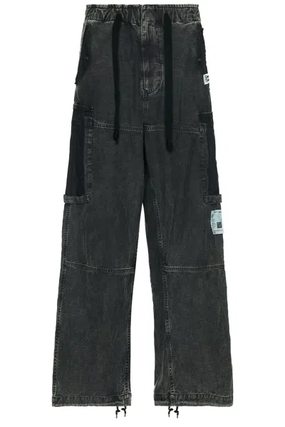 Miharayasuhiro Cotton Satin Cargo Trousers In Black