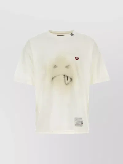 Miharayasuhiro Cotton T-shirt With Contrasting Graphic Print In White