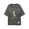 Miharayasuhiro Crew Neck Distressed Graphic Print T-shirt In Gray
