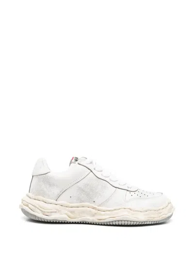 Miharayasuhiro Cracked-effect Wavy-sole Sneakers In White