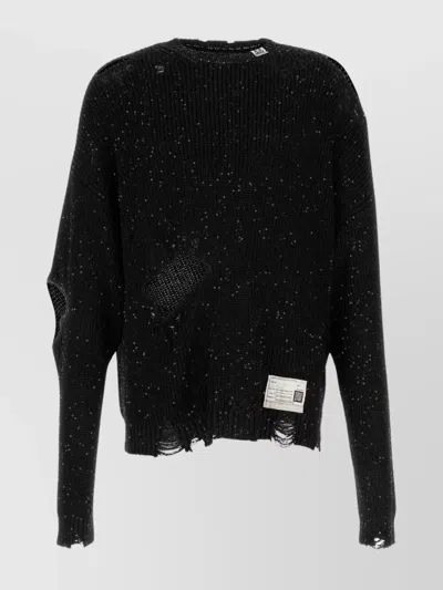 Miharayasuhiro Crew Neck Distressed Long Sleeves Patch Ribbed In Black
