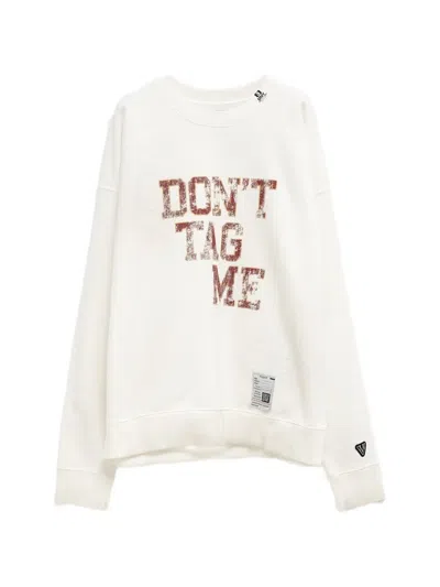 Miharayasuhiro Crew-neck Text-print Sweatshirt In Neutral