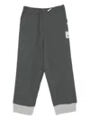 Miharayasuhiro Cuffed Panelled Trousers In Gray