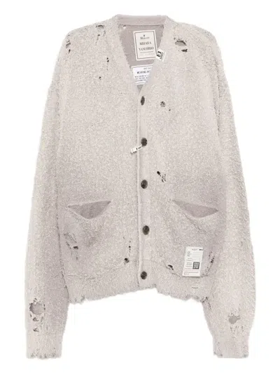 Miharayasuhiro Distressed Cardigan In Gray