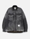 Miharayasuhiro Distressed Corduroy Puffer Shirt In Animal Print