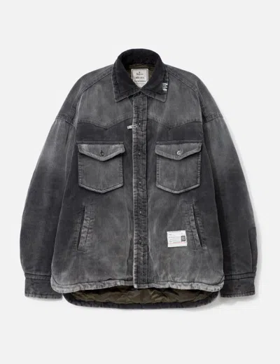 Miharayasuhiro Distressed Corduroy Puffer Shirt In Animal Print